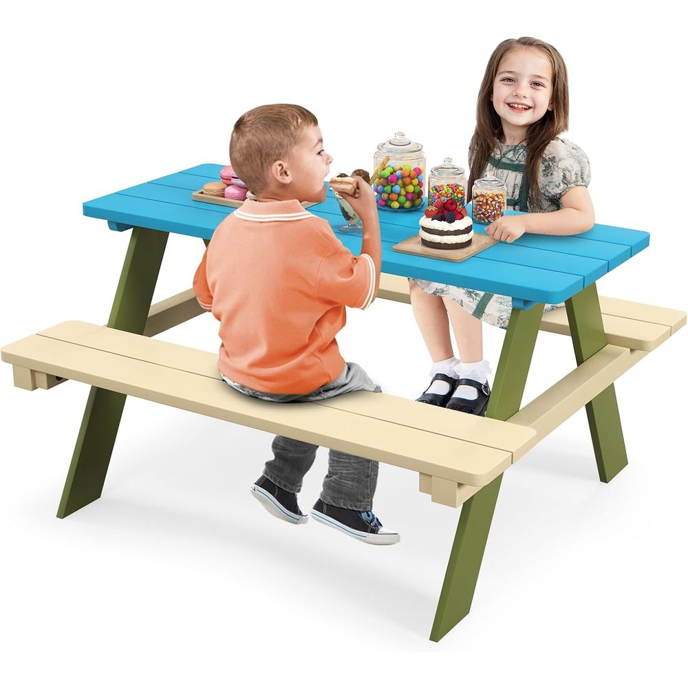 Acacia Wood Picnic Table and B - Kids Outdoor Wooden Table reseña y precio
