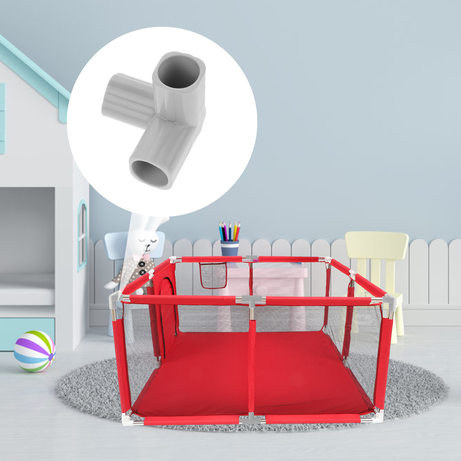 4pcs T-Shaped Steel Pipe Conne - Kids Outdoor Fence reseña y precio