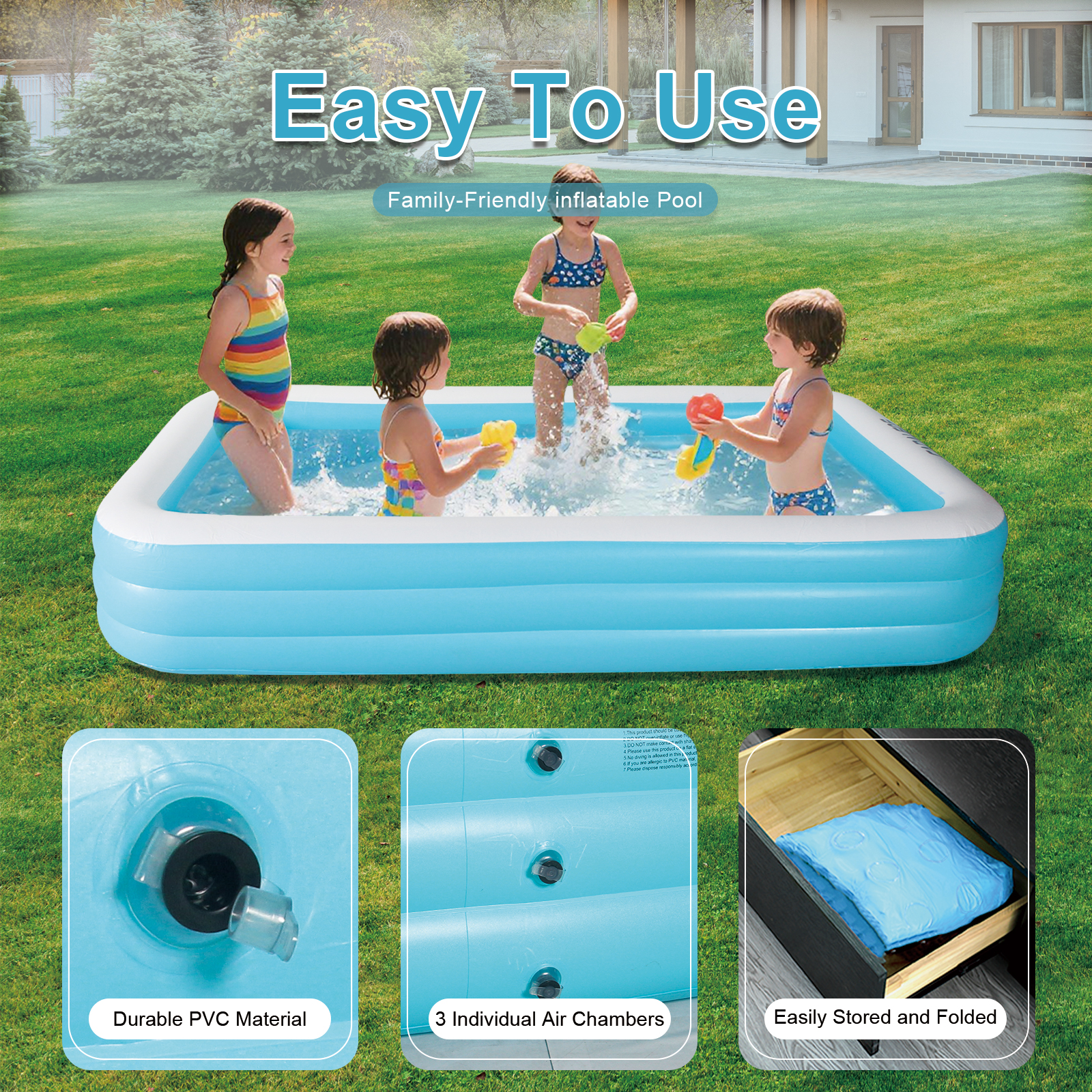Inflatable swimming Pool for K - Kids Outdoor Garden reseña y precio