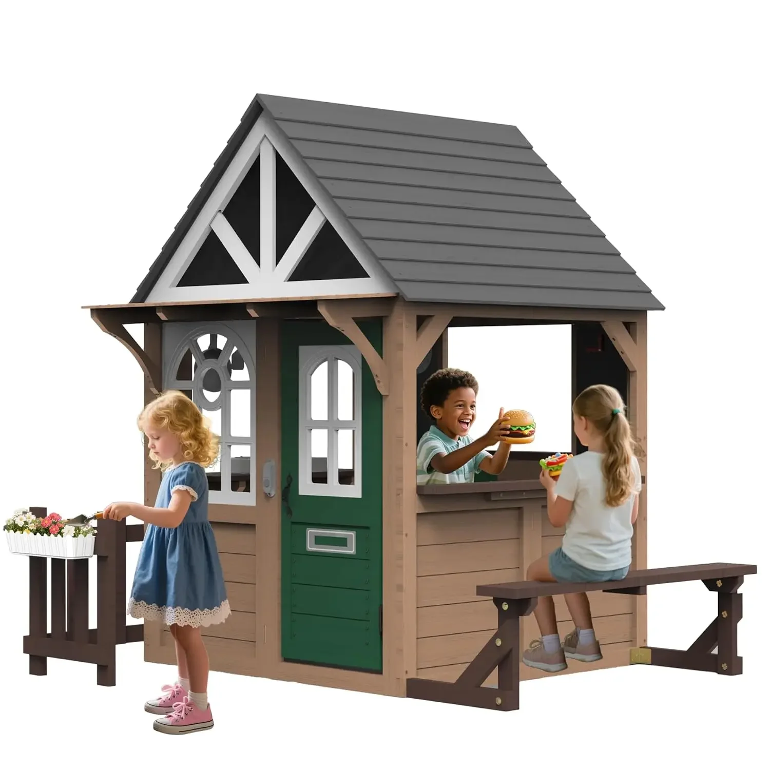 Outdoor Play House for Kids, F - Kids Outdoor House With Kitchen reseña y precio