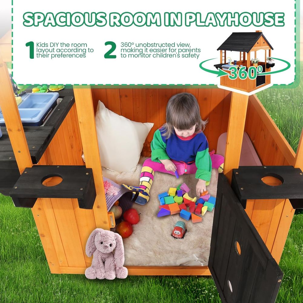 MOR Kids Outdoor Playhouse wit - Kids Outdoor Wooden Table reseña y precio