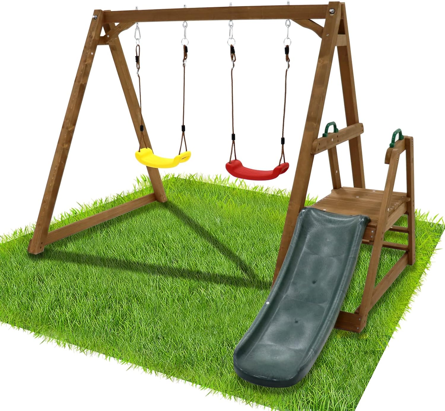 Kids Swing Set Outdoor and Sli - Kids Outdoor Wooden Climbing Frame reseña y precio
