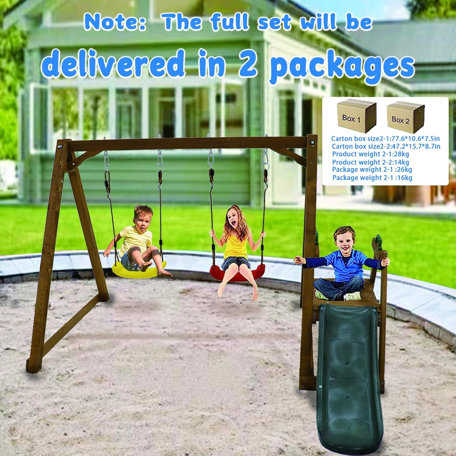 Kids Swing Set Outdoor and Sli - Kids Outdoor Wooden Climbing Frame reseña y precio