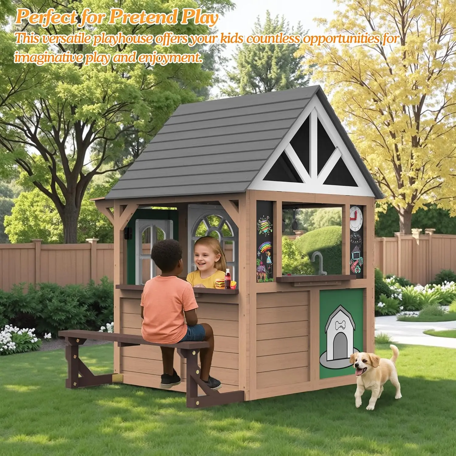 Seizeen Outdoor Play House for - Kids Outdoor House With Kitchen reseña y precio