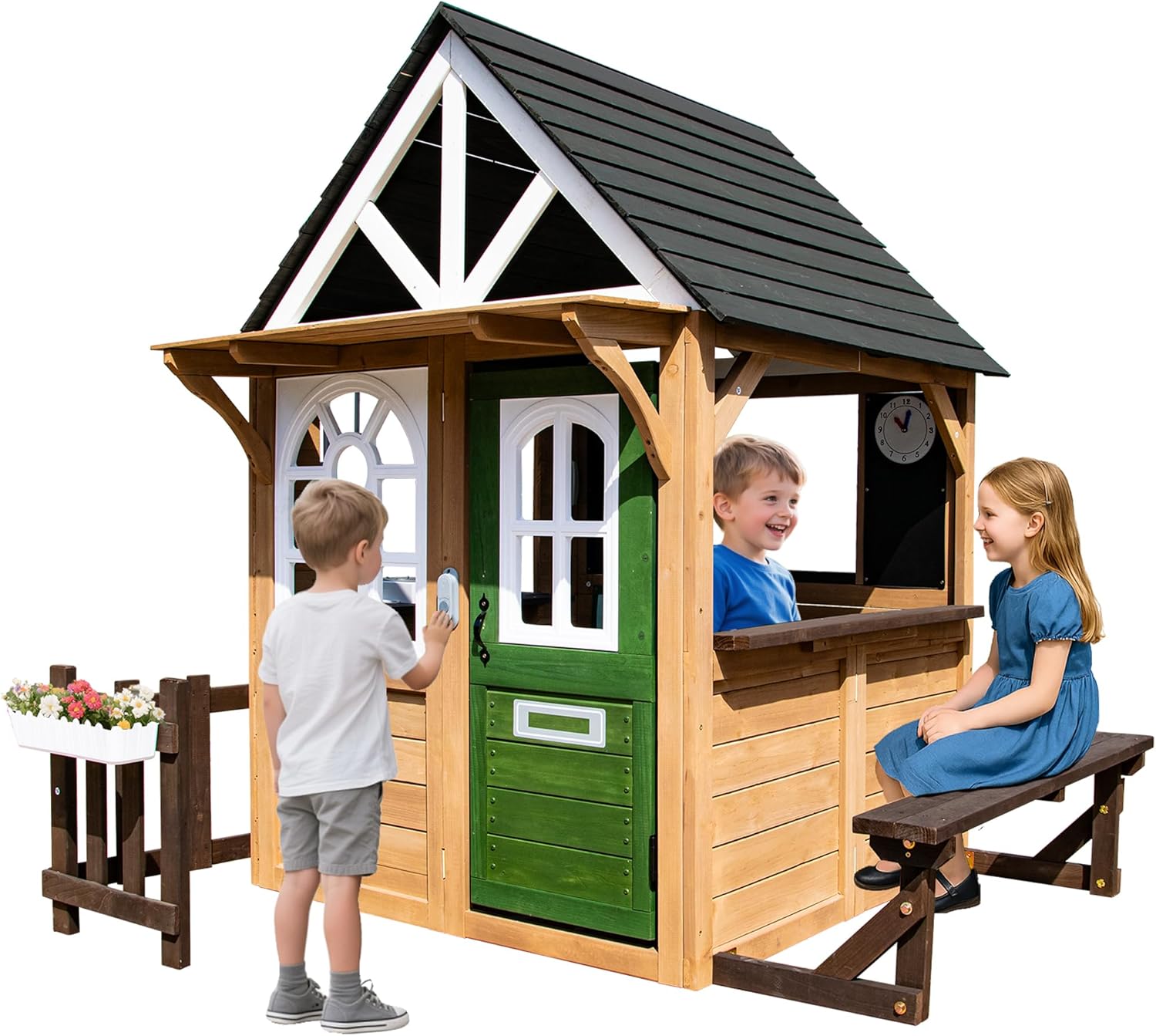 Kids Playhouse Outdoor Cedar G - Kids Outdoor House With Kitchen reseña y precio