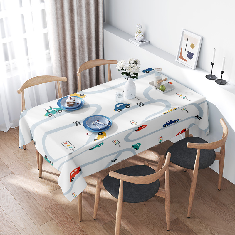 Kid's Tablecloth Blue Race Tra - Kids Outdoor Dining Table reseña y precio