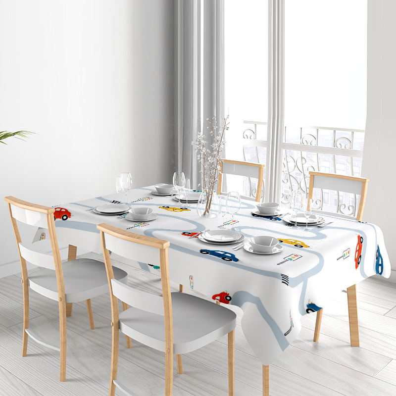 Kid's Tablecloth Blue Race Tra - Kids Outdoor Dining Table reseña y precio