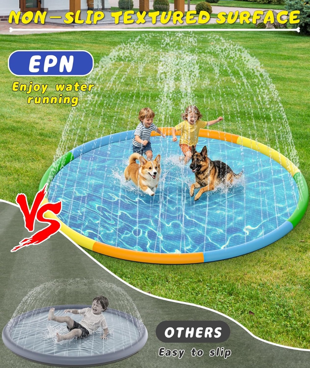 13FT Extra Large Splash Pad, T - Kids Outdoor Water Sprinkler reseña y precio
